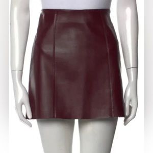 Burgundy Lambskin Leather Mini A Skirt T by Alexander Wang